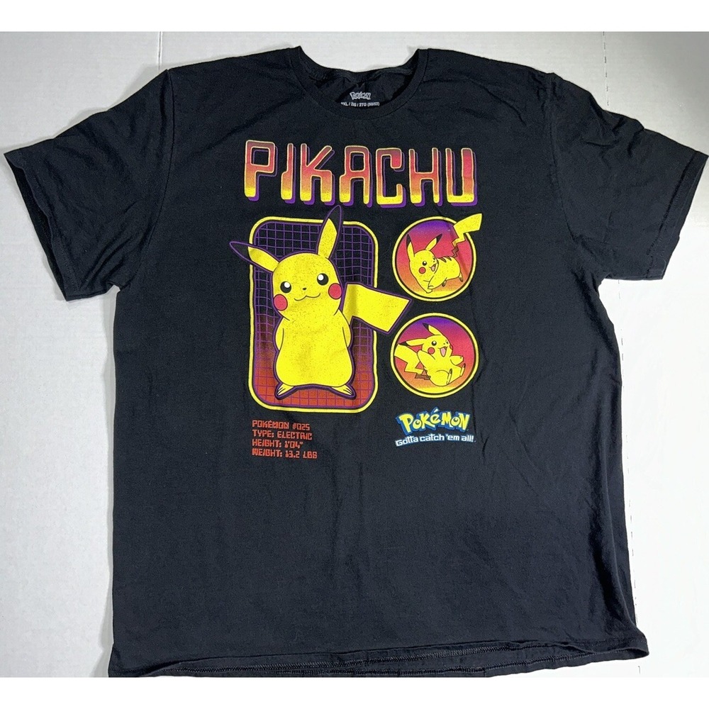POKEMON Black Gotta Catch 'Em All T-Shirt Men's Large Pikachu‎ Characters 2XL